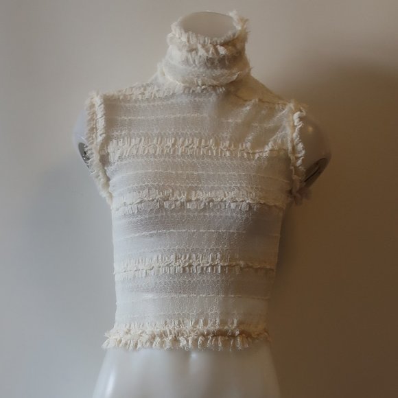 Opening Ceremony Tops - OPENING CEREMONY SHEER MOCK NECK SLEEVELESS TOP S*